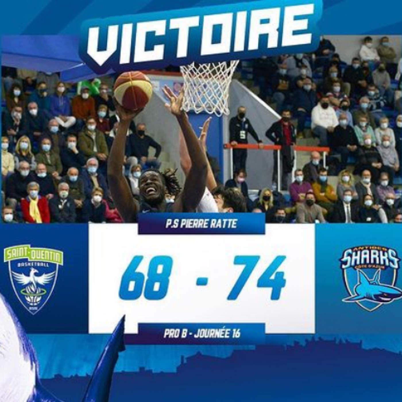 Victoire des Sharks d&rsquo;Antibes face à Saint-Quentin